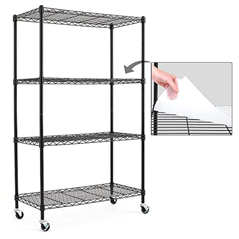 Gracious Living 4 Shelf Fixed Height Ventilated Heavy Duty Storage Unit 18  x 36 x 54 Organizer System for Home, Garage, Basement, and Laundry, Black