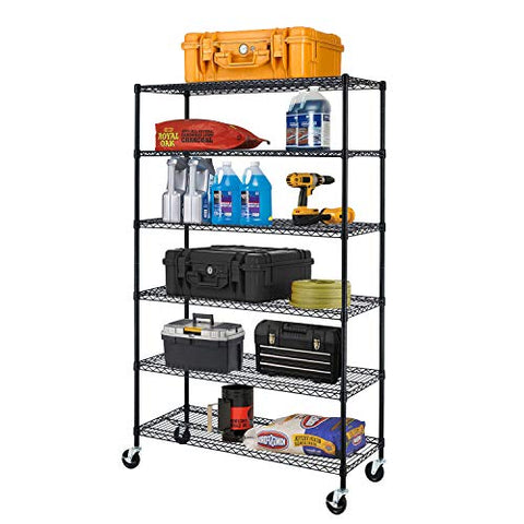 Gracious Living 4 Shelf Fixed Height Ventilated Heavy Duty Storage Unit 18  x 36 x 54 Organizer System for Home, Garage, Basement, and Laundry, Black