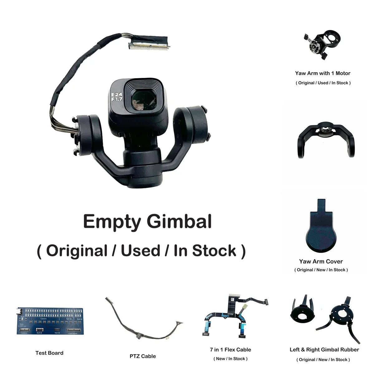 Gimbal Camera Repair Parts for DJI MINI 3 PRO Empty Gimbal Roll/Yaw Arm Cover Motor Rubber PTZ Cable Test Tool Camera Shell