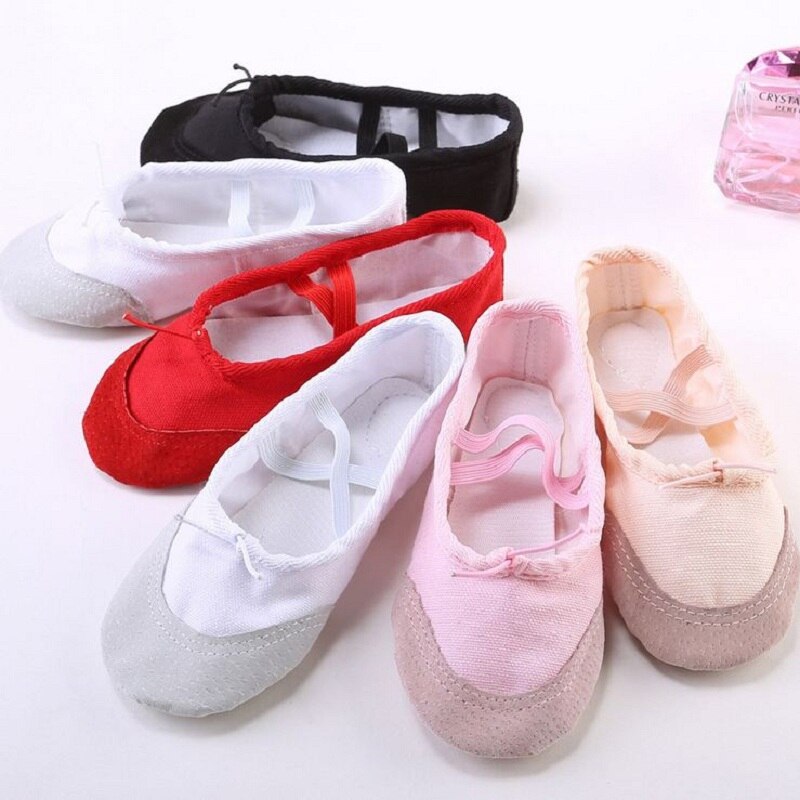 Llyge 2023 New Ballet Dance Shoes Girls Children Woman Leather Head Soft Ssole Canvas Flat Slippers For Yoga Gym Dance Shoes