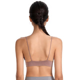Llyge Sports Bras For Women Push Up Wireless Deep V Thin Nylon Padded Sleepwears Gym Workout Yoga Bralette Underwear Daily Fitness Top