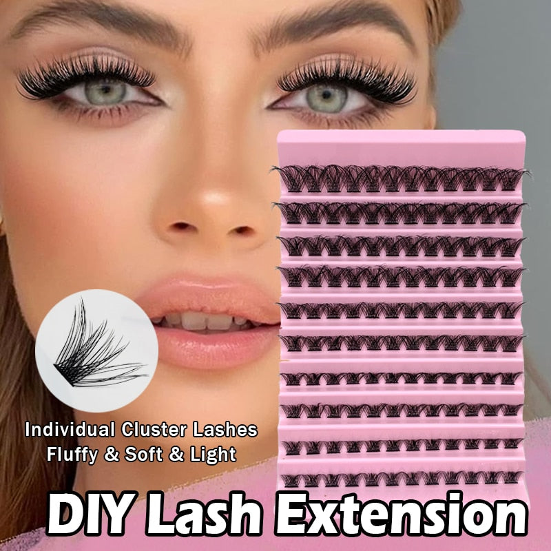 Cluster Lashes 120pcs DIY Eyelash Extension D Curl Individual Lashes Mixed Tray Faux 3D Mink Lash Clusters Elashes