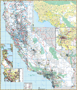 California Wall Map with ZIP Codes