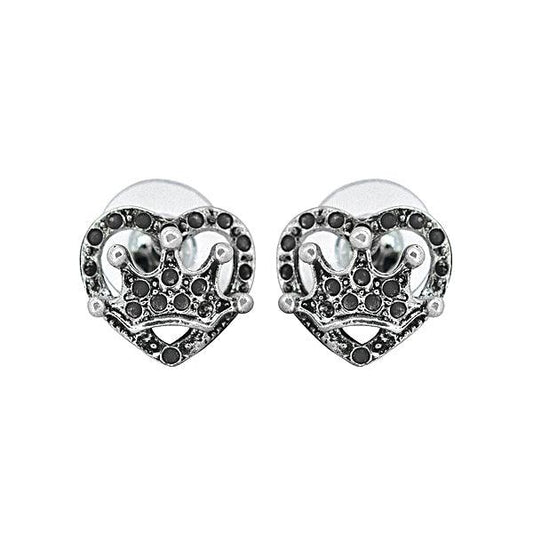 Heart and Crown Shaped German Silver Earring - The Fineworld