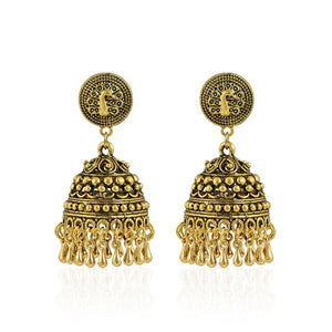 Traditional Gold Plated Dome Shaped Peacock Earrings