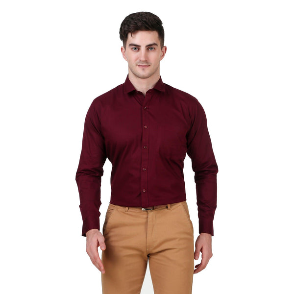 Maroon Color 100% Cotton Spread Collar Shirt