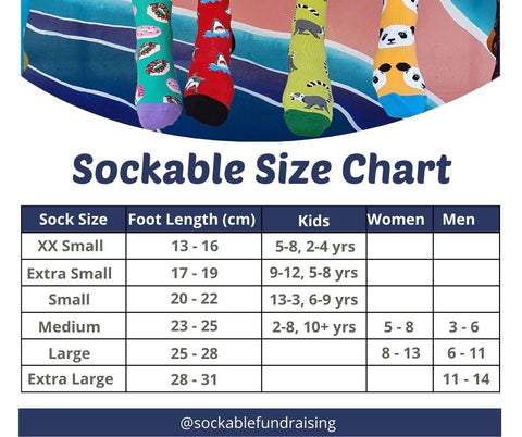 Size Guide | Sockable Fundraising Aus – Sockable Fundraising®