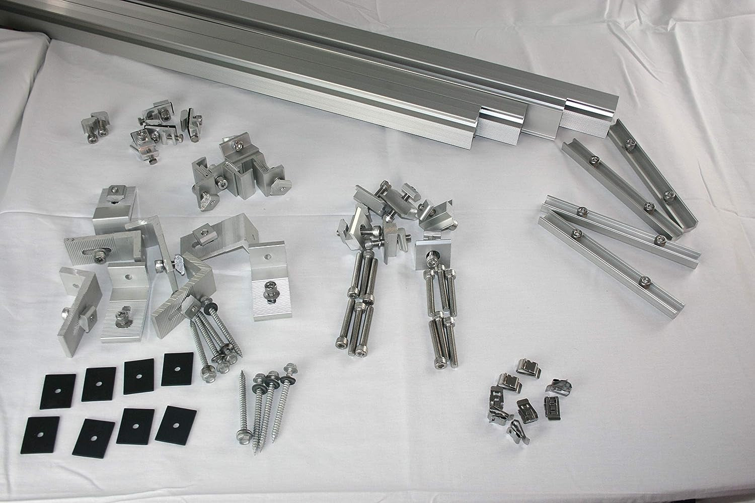 Solar Panel Mounting Kit to Mount for 6 Solar Panels, with Clamps, L-Brackets & 88 Inch Rails