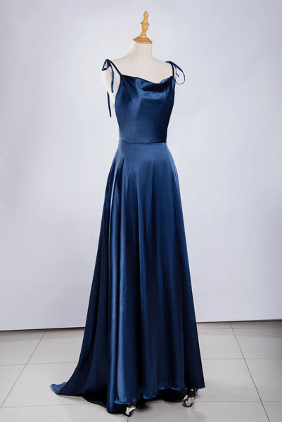 vestido longo de cetim madrinha azul marinho casamento