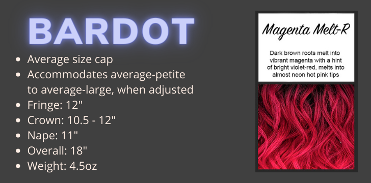 Magenta Melt Rooted is a hot pink wig color with even hotter pink tips and a dark root