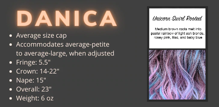 Description of Danica by CysterWigs Limited in Unicorn Swirl Rooted