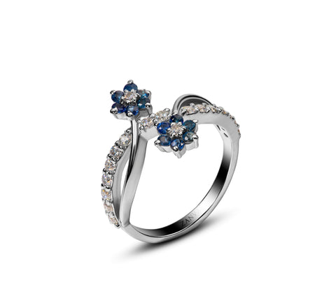 Sterling Silver 925 Sapphire Flower Infinity Ring with Zirconia - A Timeless Symbol of Love