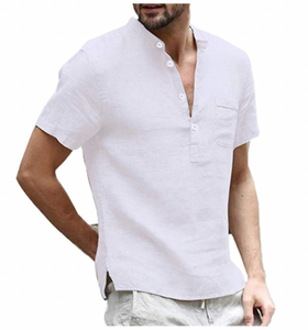 Summer New Men's Short-Sleeved T-shirt Cotton and Linen Led Casual Men's T-shirt Shirt Male Breathable S-3XL