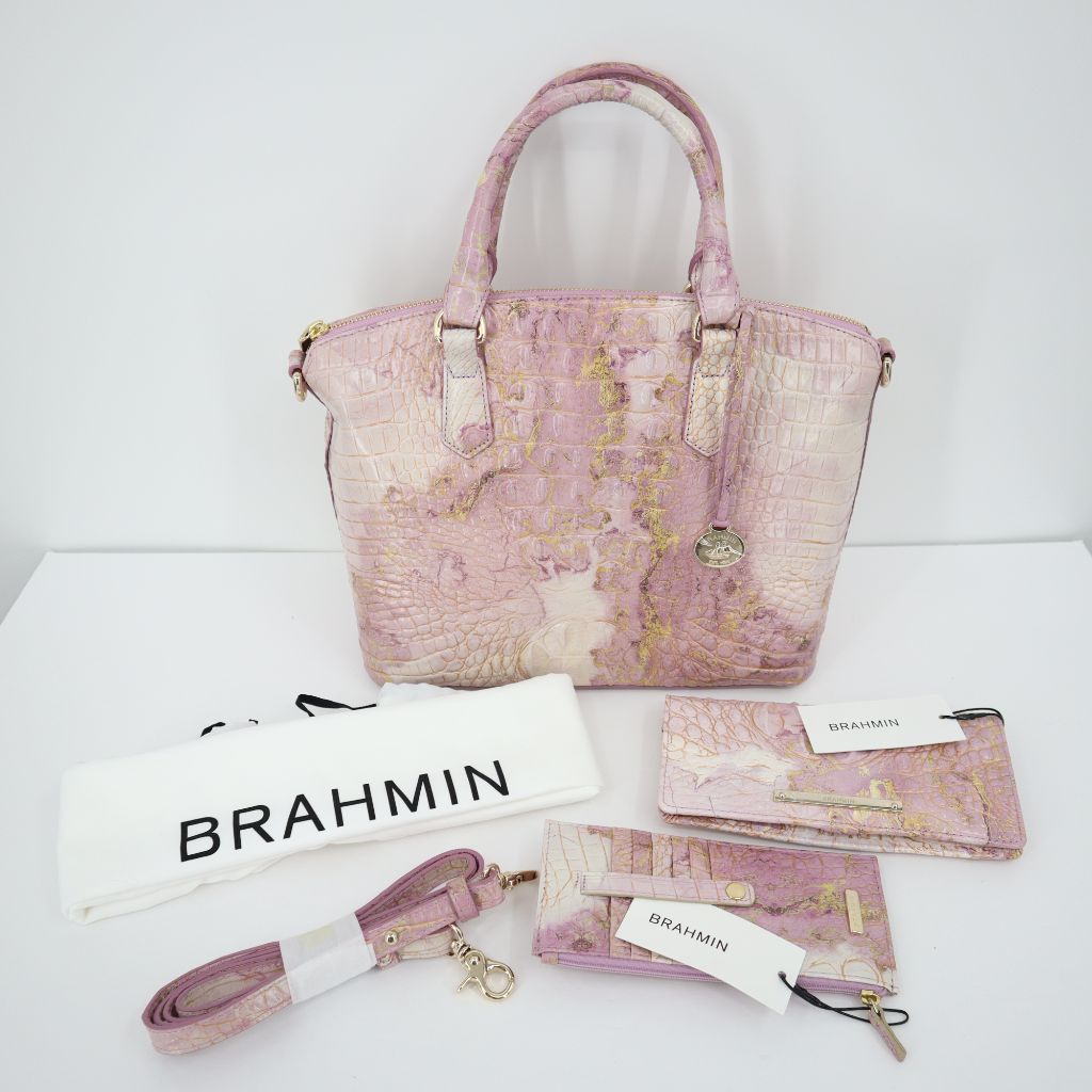 Brahmin Melbourne Collection Large Duxbury Rainbow Fish Leather Satchel  Purse