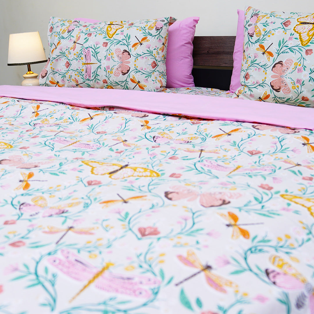 Butterfly Bloom King Bedsheet Set