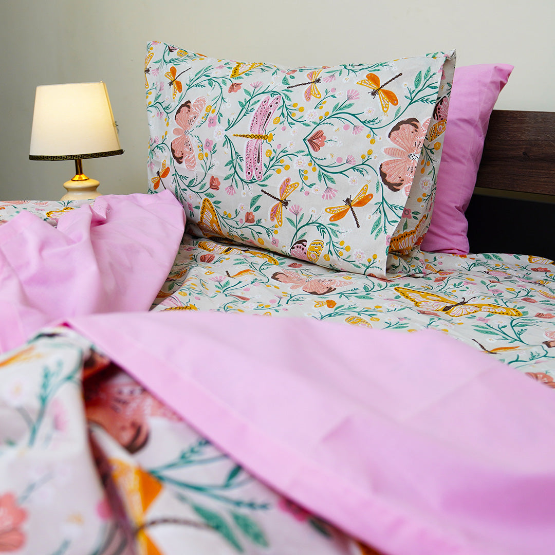 Butterfly Bloom King Bedsheet Set