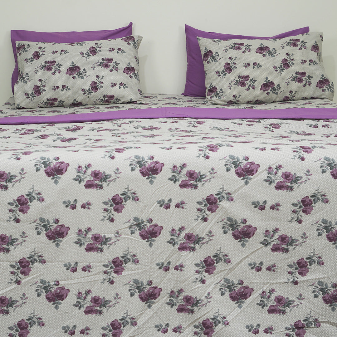 Purple Rose King Bedsheet Set