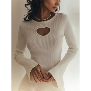 Ribbed Heart Keyhole Sweater - Frozen Lemon Boutique - Keyhole Sweater