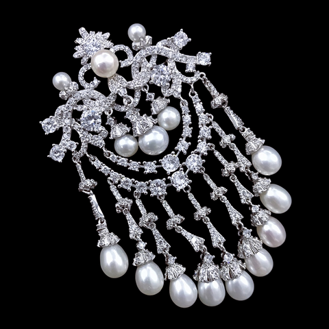 royalloverfairy Edwardian Tassel Pearl Stomacher Brooch