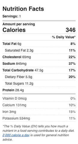 UMP Protein Oatmeal Nutrition Facts
