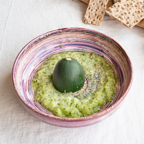 Plato rallador lavanda con calabacín 