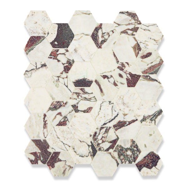 Ann Sacks Calacatta Viola 2" Hex mosaic in Honed