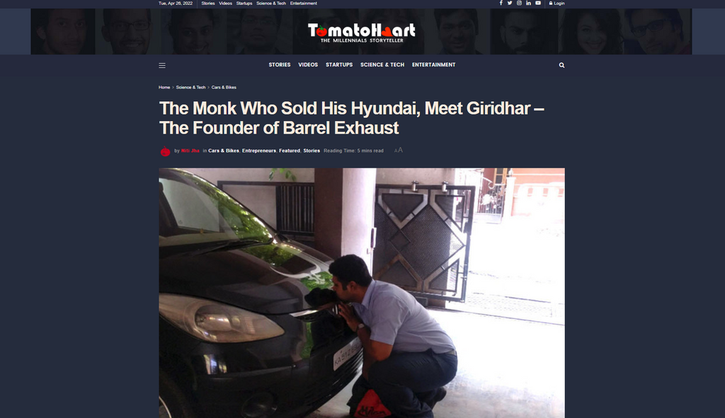 Tomato Heart Story of Barrel Exhaust and Founder Giridhar Soundararajan