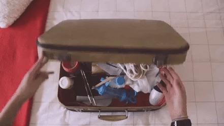 a full suitcase being closed gif