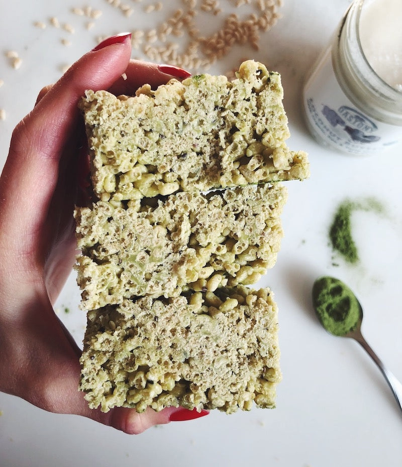 Vegan Matcha Rice Krispies Treats 