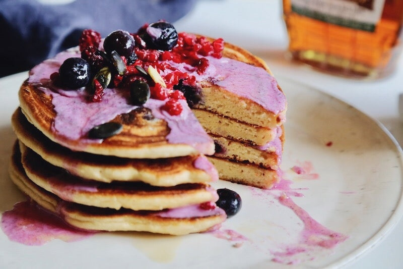 Fluffy Almond and Cassava Flour Blueberry Paleo Pancakes