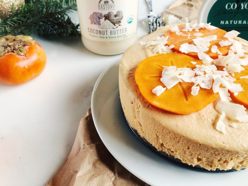 Festive Raw Vegan Persimmon Lemon Cheesecake