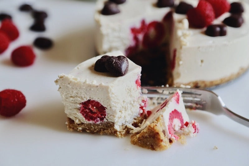 No Bake Vegan Lemon Raspberry Cheesecake