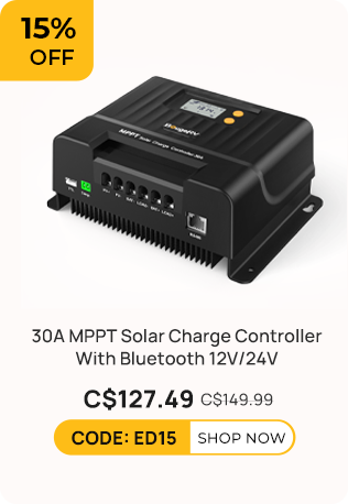 30A MPPT Solar Charge Controller with Bluetooth 12V/24V