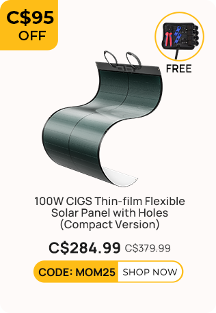 Yuma 100W CIGS Thin-film Flexible Solar Panel with Pre-Punched Holes (Compact Version)