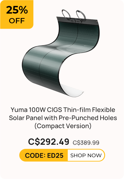 Yuma 100W CIGS Thin-film Flexible Solar Panel with Pre-Punched Holes (Compact Version)