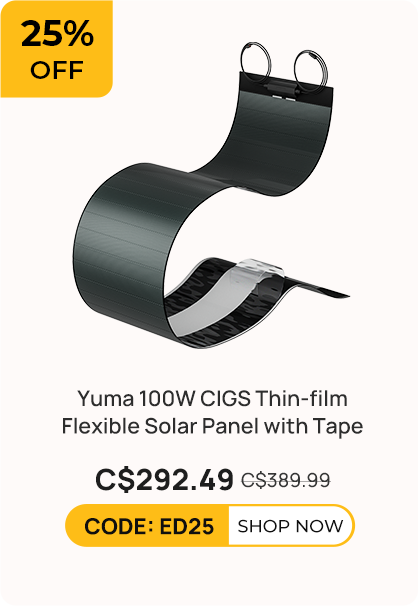 Yuma 100W CIGS Thin-film Flexible Solar Panel with Tape (Long Version)