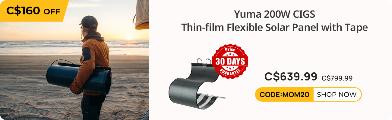 Yuma 200W CIGS Thin-film Flexible Solar Panel with Tape