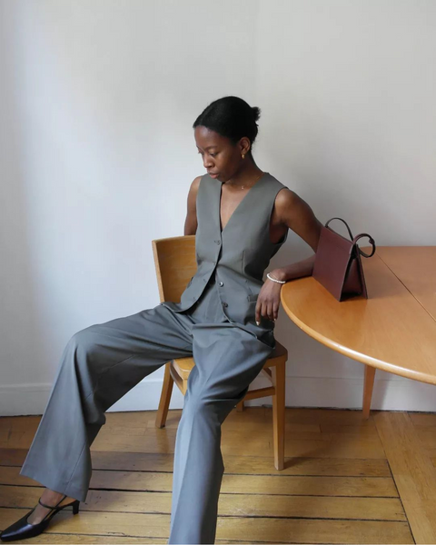 Styling a pant suit like Sylvie Mus