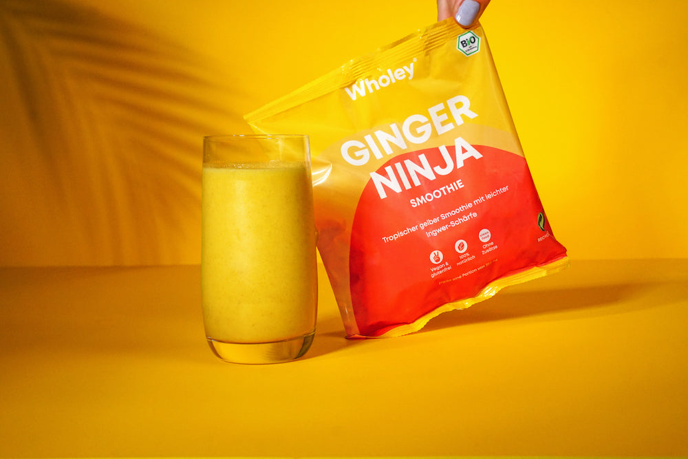 Ginger Ninja Verpackung und Smoothie