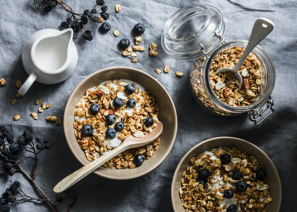 Homemade Granola with blueberries