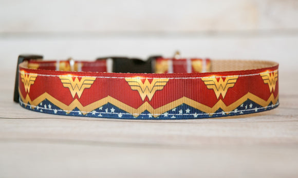 Wonder Woman Symbol dog collar and/or leash. 1 inch wide