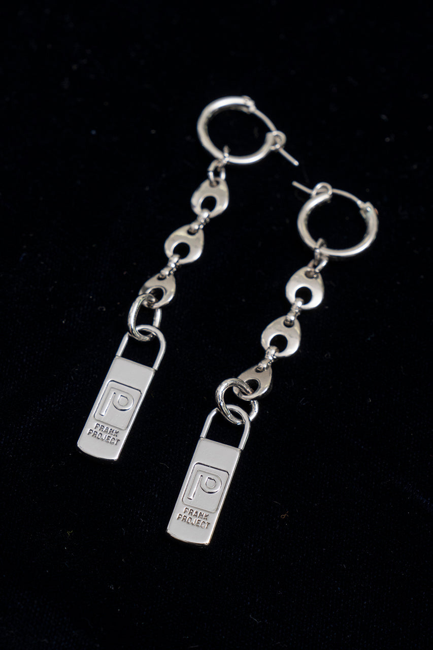 Platinum Coated Logo Plate Twisted Earrings