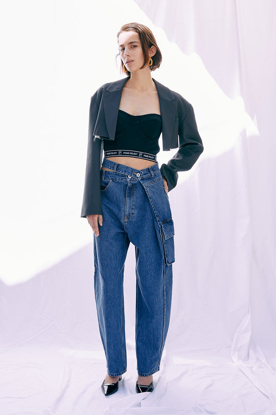 prank project 23SS long zipper jeans BLU