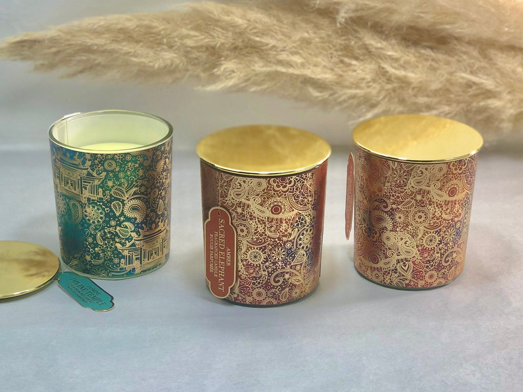 Buddha Scented Candles in Sandalwood, Dark Amber Fragrance & Jasmine Scents
