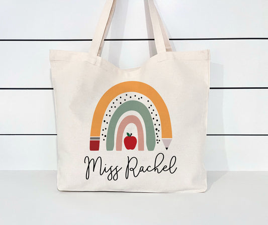 Personalized Rainbow Teacher Tote – HemmyLouDesigns