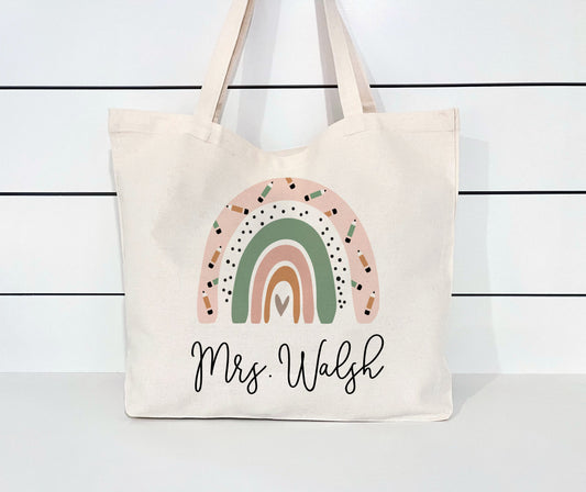 Personalized Rainbow Teacher Tote – HemmyLouDesigns