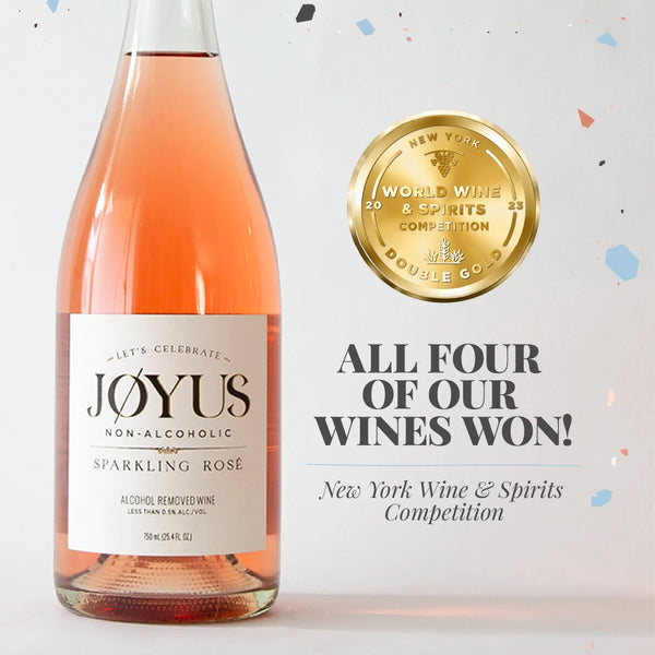 Joyus Non-Alcoholic Sparkling Rose won Double Gold at the New York World Wine and Spirits Competition