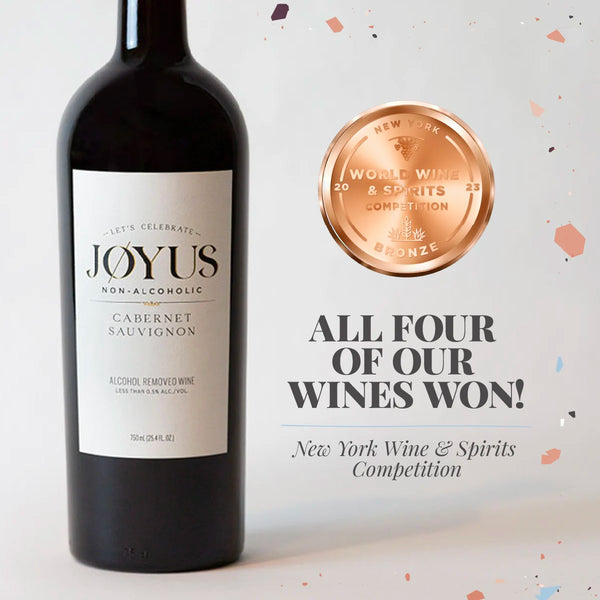 Joyus Non-Alcoholic Cabernet Sauvignon won Double Gold at the New York World Wine and Spirits Competition