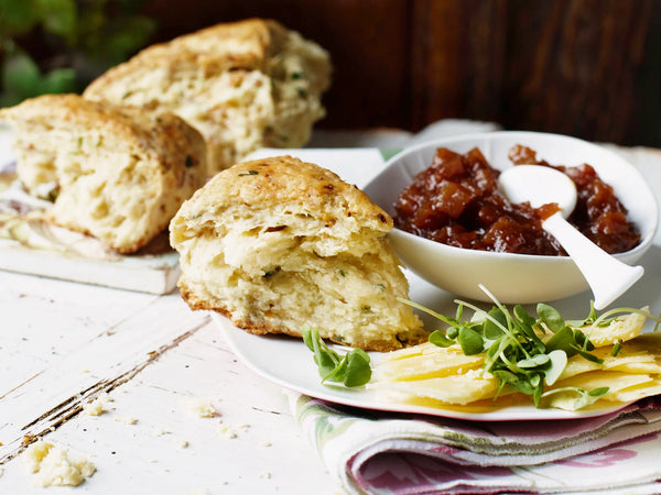 scones with cheddar and chutney