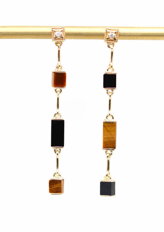 Louisette earrings green and black onyx – Lambertine Paris